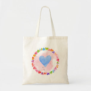 Watercolor Rainbow Heart Bag