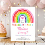 Watercolor Rainbow Heart Birthday Invitation<br><div class="desc">This adorable design features a modern hand painted watercolor rainbow and heart.</div>