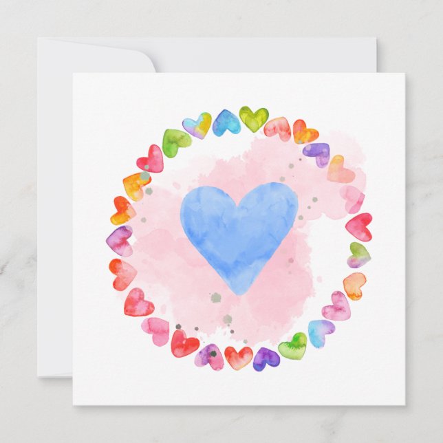 Watercolor Rainbow Heart Card (Front)