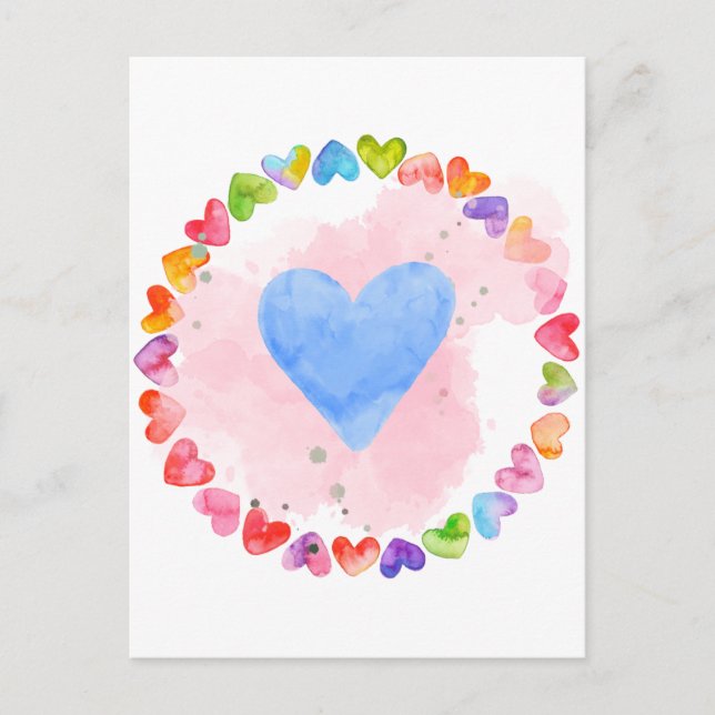 Watercolor Rainbow Heart Card (Front)