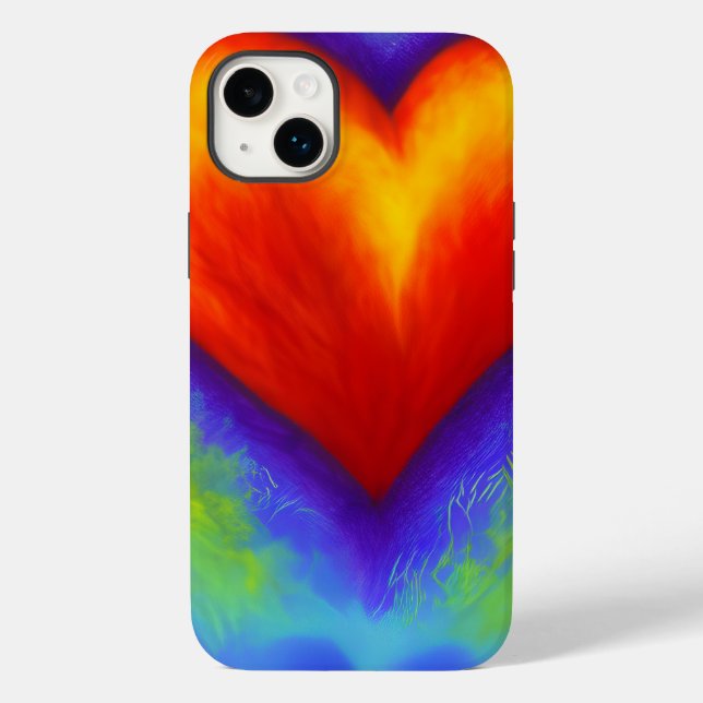 Watercolor Rainbow Heart Design Custom iPhone Case (Back)