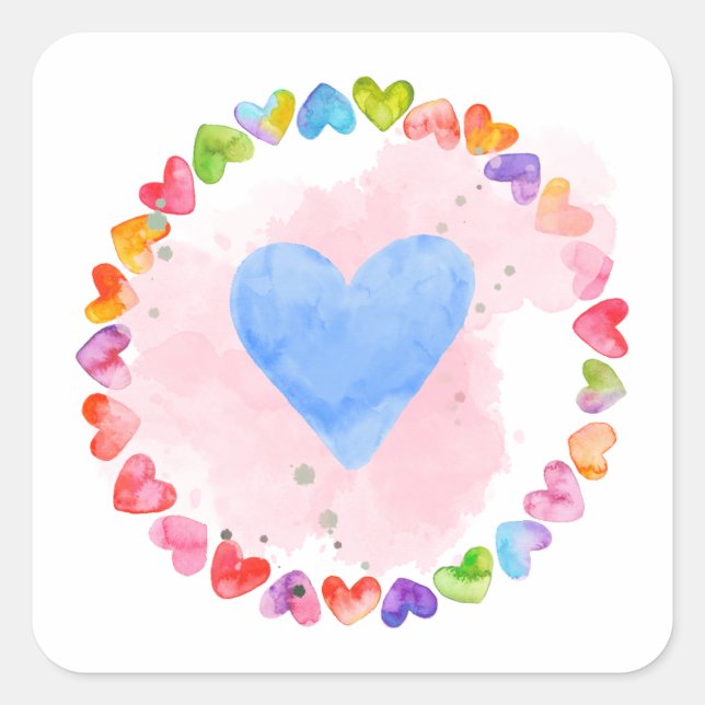 Watercolor Rainbow Heart Sticker (Front)