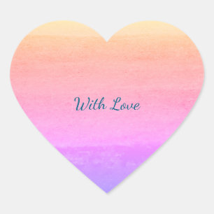 Watercolor Rainbow Heart "With Love" Sticker
