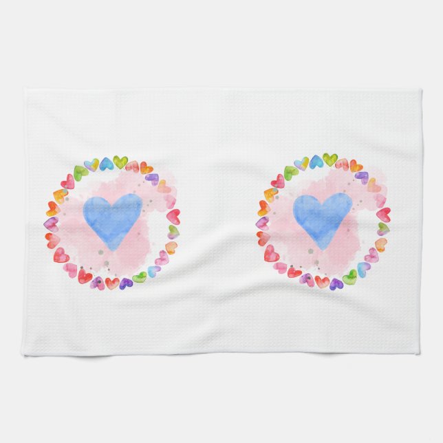 Watercolor Rainbow Kitchen Towel (Horizontal)