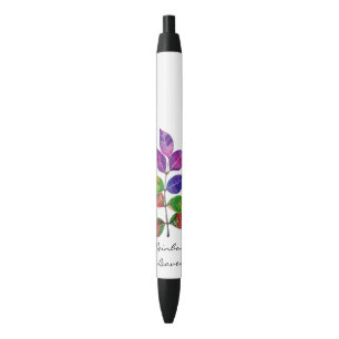 Watercolor Rainbow Leaves Black Ink Pen