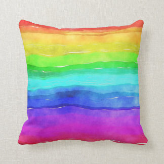 Watercolor Rainbow LGBT Rainbow Pillow