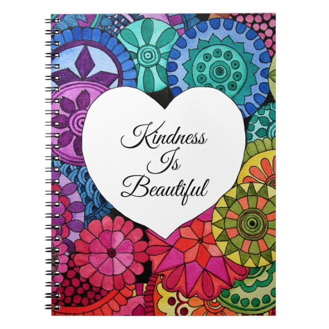 Watercolor Rainbow Mandala With Heart Notebook (Front)