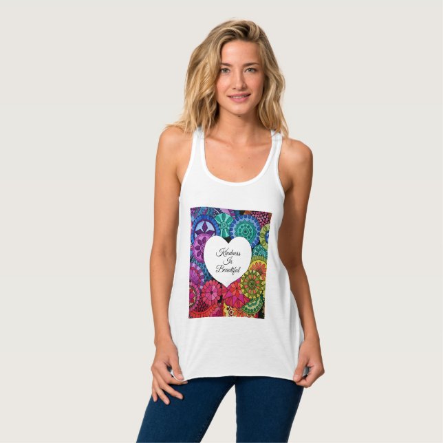Watercolor Rainbow Mandala With Heart Singlet (Front Full)