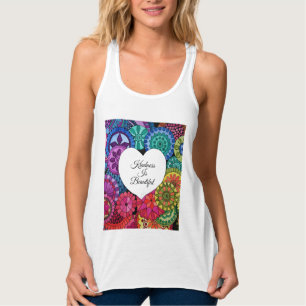 Watercolor Rainbow Mandala With Heart Singlet