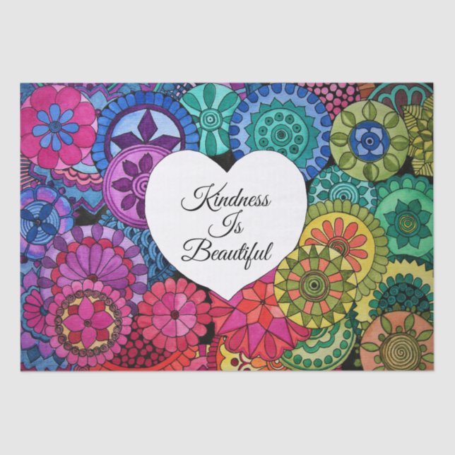 Watercolor Rainbow Mandala With Heart Tissue Paper (Front)