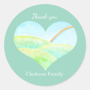 Watercolor Rainbow Memorial Reception Custom  Classic Round Sticker
