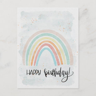 Watercolor Rainbow Modern  Happy birthday Postcard