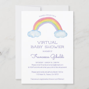 Watercolor Rainbow Online Virtual Baby Shower Invitation