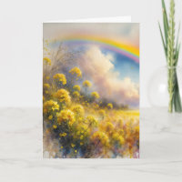 Watercolor Rainbow Over Wildflower Meadow