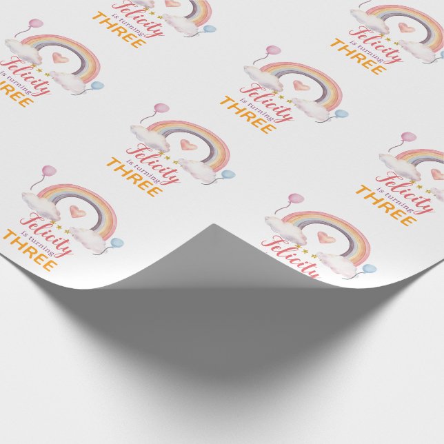 Watercolor Rainbow Party Wrapping Paper (Corner)