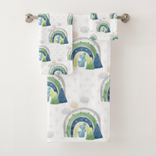 Watercolor Rainbow Pattern Bath Towel Set