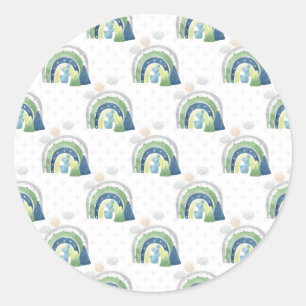 Watercolor Rainbow Pattern Classic Round Sticker
