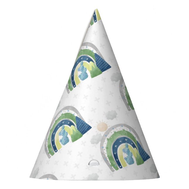 Watercolor Rainbow Pattern Party Hat (Left)