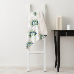 Watercolor Rainbow Pattern Sherpa Blanket