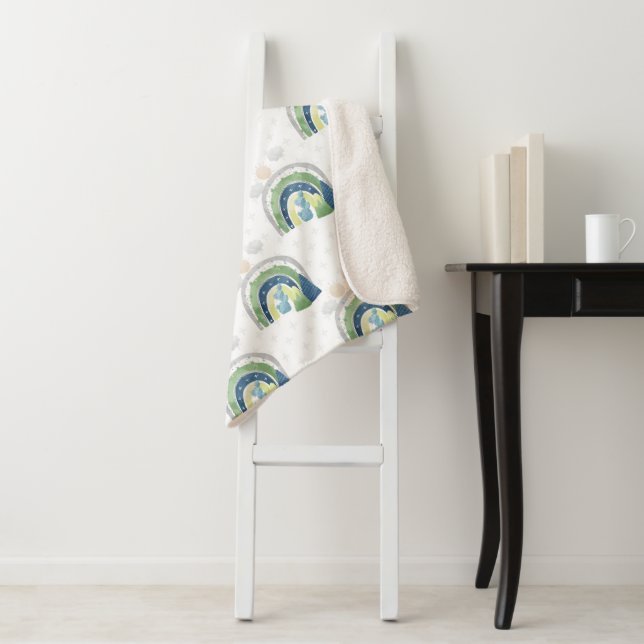Watercolor Rainbow Pattern Sherpa Blanket (In Situ)