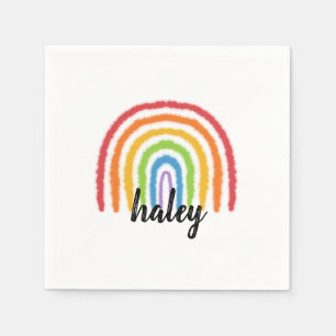Watercolor Rainbow Personalised Party Napkins