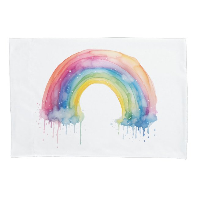 Watercolor Rainbow Pillowcase (Front)