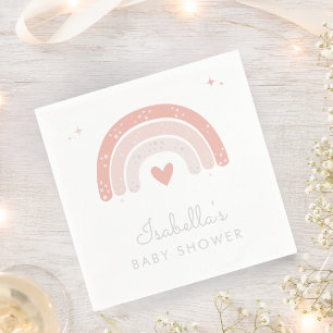 Watercolor Rainbow Pink Girl Baby Shower Napkin