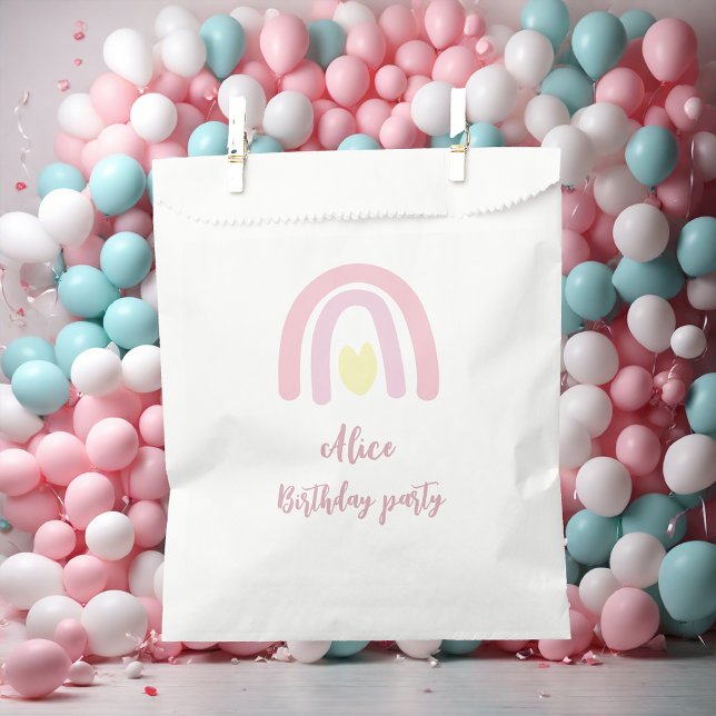 Watercolor rainbow pink yellow  Birthday  Favour Bags (Creator Uploaded)