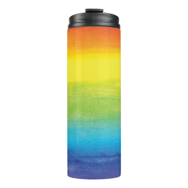 Watercolor Rainbow Pride Bright Vibrant Thermal Tumbler (Front)
