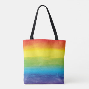 Watercolor Rainbow Pride Bright Vibrant Tote Bag