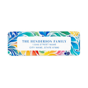 Watercolor Rainbow Return Address Labels