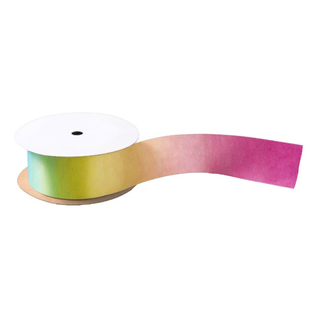Watercolor Rainbow Ribbon Satin Ribbon (Spool)