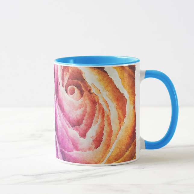 Watercolor Rainbow Rose Mug (Right)