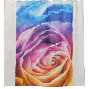 Watercolor Rainbow Rose Shower Curtain