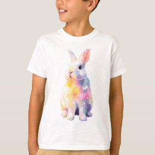 Watercolor Rainbow Splash Bunny Kids T-Shirt