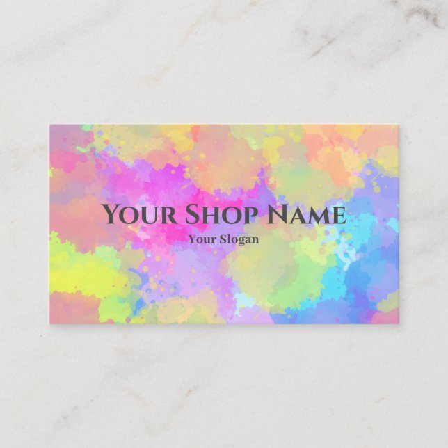 Watercolor Rainbow Splash Business Card (Front)