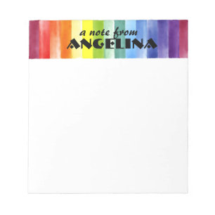 Watercolor rainbow splash white letter notepad