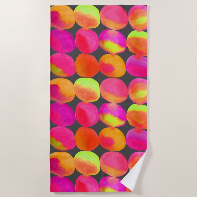 Watercolor rainbow spots art beach style towel (Front)