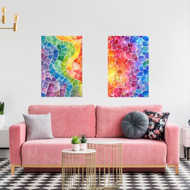 Watercolor Rainbow Stained Glass (Livingroom)