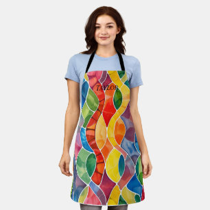 Watercolor Rainbow Stained Glass Apron