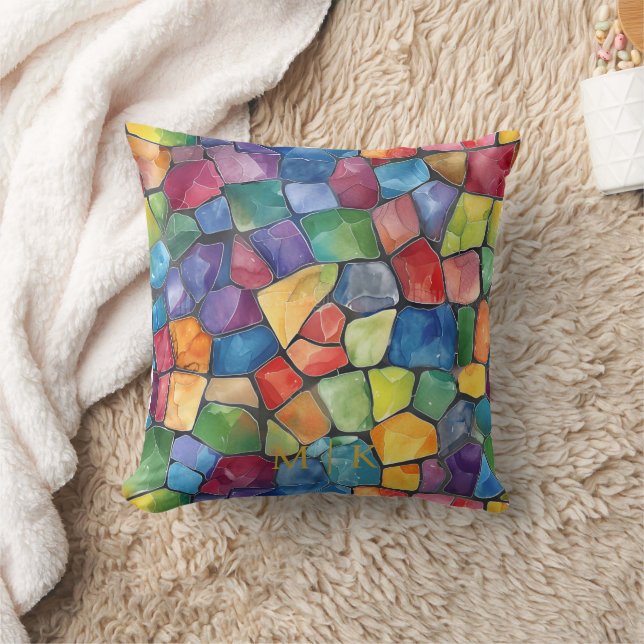 Watercolor Rainbow Stained Glass Cushion (Blanket)