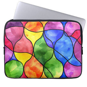 Watercolor Rainbow Stained Glass Laptop Sleeve