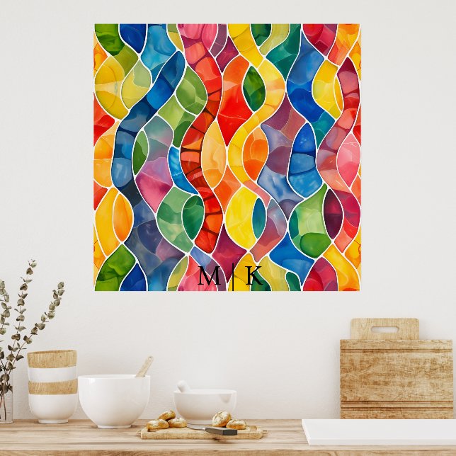 Watercolor Rainbow Stained Glass Poster (Kitchen)