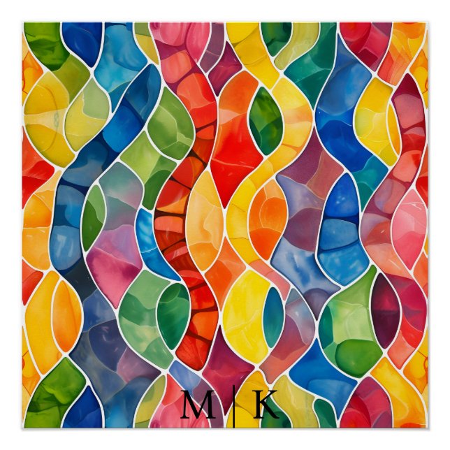 Watercolor Rainbow Stained Glass Poster (Front)