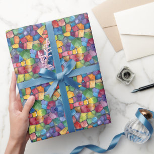 Watercolor Rainbow Stained Glass Wrapping Paper