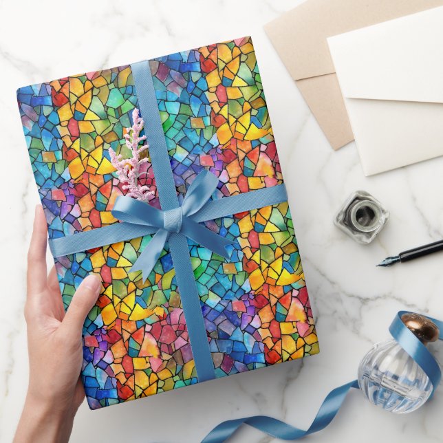 Watercolor Rainbow Stained Glass Wrapping Paper (Gifting)