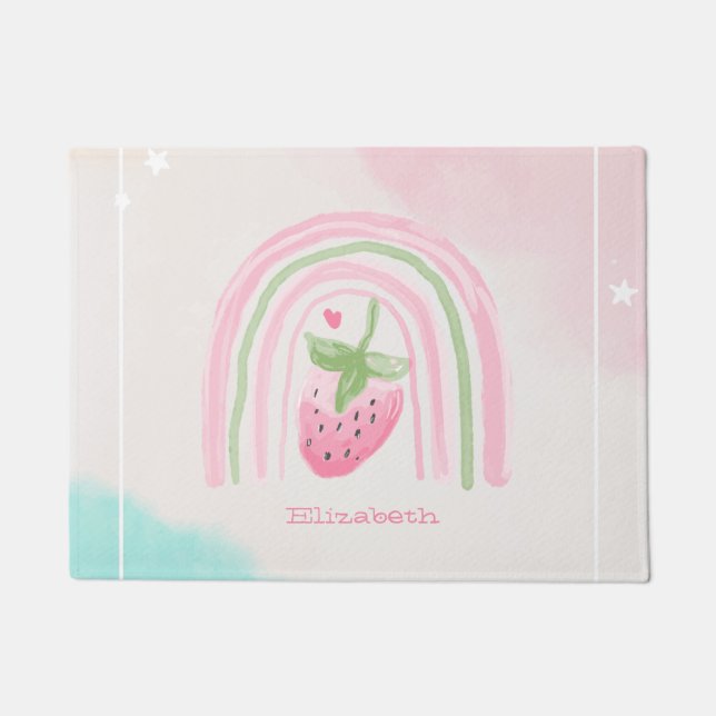 Watercolor Rainbow Strawberry   Doormat (Front)