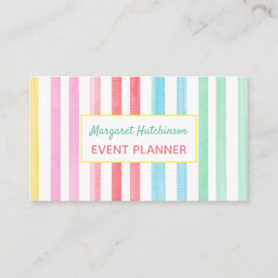 Watercolor Rainbow Stripe Feminine Business Card