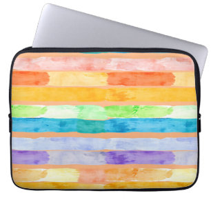 Watercolor Rainbow Stripes Abstract Laptop Sleeve