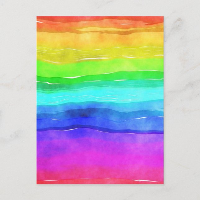 Watercolor Rainbow Stripes Background Postcard (Front)
